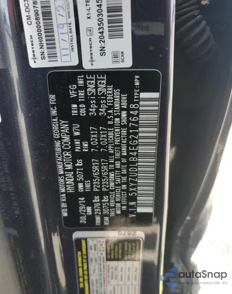 2014 Hyundai Santa Fe Sport из США, поврежденный, VIN 5XYZUDLB4EG217648